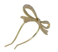 RUNROTOO Elegant Bridal Hairpin U-shaped Bow with Luminous Pearls and Rhinestones Zinc Alloy Hair Decoration for Women Wedding and Daily Haircuts