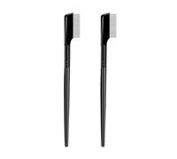 RUNROTOO Eyelash and Eyebrow Comb Non-skid Handle 2pcs with Dense Steel Needle Teeth and Stainless Steel Material, for Defining Lashes and Brows at Home Or On-the-go