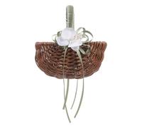 RUNROTOO Flower Material Handmade Basket Girl Woven Romantic Wedding and Rattan Practical and Wear Resistant Design for Decorations Suitable Religious Events and Beach