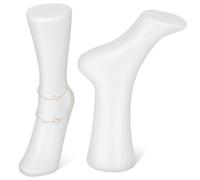 RUNROTOO Foot Appearance Realistic 2pcs Model Sock with Mannequin Sturdy Construction White Foot Display Stand and for Retail Stores and Events , for Anklets and Socks