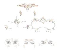 RUNROTOO Glow the Dark Face Gems Tattoos with Rhinestone Material, 3 Sheets Body Jewel Stickers that Do Not Leave Residue, for Day the Dead and Masquerade Festivals