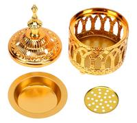 RUNROTOO Golden Metal Incense Burner Ornament with Chic and Simple Design, Home Censer Holder for Aroma Therapy and Creating A Mysterious Atmosphere, Indoor Incense Base for Home