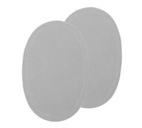 RUNROTOO Gray Oval Elbow Patches with Suede Backing, 1 Pair Small Clothing Repair Appliques for Jackets and Sweaters DIY Sewing Crafts