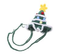 RUNROTOO Green Christmas Tree Dog Hat for Puppy and Cat, Handmade Knitted Yarn Pet Crochet Hat with Chin Rope, Quick Easy Wear, for Christmas Party and Family Gatherings