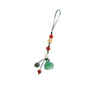 RUNROTOO Green Jade Lotus Pod Phone Charm Hanging Pendant Decor | Gold Jade , Watermelon Crystal and Aventurine Accents , Key Ring and Clothing Use , Gift for Friends