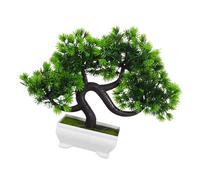 RUNROTOO Guest-greeting Pine Tree Mini Green Plant Artificial Bonsai Tree 10.2 X 7.9 X 5.9 Inch Plastic Realistic and Vivid Decorative Lifelike Ornament for People Who like Plants but Are