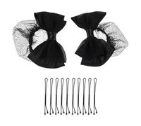 RUNROTOO Hair Nets Reduces Scalp Discomfort Black with Satin Bowknot for Buns 2pcs and Elastic Mesh Breathable Hair Accessories for Banks and Restaurants