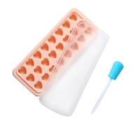 RUNROTOO Heart Shape Silicone Ice Cube Tray with Lid and Dropper, Flexible and Dustproof Ice Mold for Making Food and Chilling Cocktails, Orange Silicone Mould Random Color