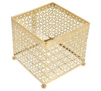 RUNROTOO Iron Golden Makeup Vanity and Basket for Organizer Toiletries Large Capacity Metal Storage Bin in Colour, Spacious and Holder Cosmetic for Bedroom and Bathroom Use