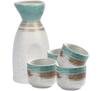 RUNROTOO Japanese Style Ceramic Sake Set with Sake Pot and Cups for Drinking Spirits and Decoration, Elegant Design for Anniversaries and Weddings