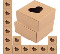 RUNROTOO Kraft Paper Soap Boxes Vintage Paper Packaging Boxes with Hollow Heart Design 20pcs Easy to Fold and Store for Soaps and Candles for Parties