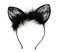 RUNROTOO Lace Rabbit Ear Headband Comfortable with Unique Delicate Craft Design 2pcs Hair Accessories and Well Decorated Hair Hoop for Cosplay and Bachelorette Parties