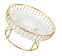 RUNROTOO Large White Metal Wire Hollow Snack Tray Fruit Basket for Living Room Coffee Table Afternoon Tea Serving Platter Home Dining Storage