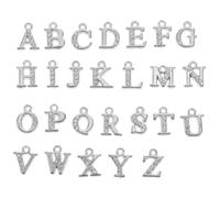 RUNROTOO Letter for Alloy, Rhinestones 26pcs Hollowed with Charms out Design Silver Alphabet Pendants DIY Making and Easy Hanging Letter Shaped Jewelry Art Craft Projects