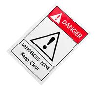 RUNROTOO Machinery Waterproof Dangerous Zone Sign Lightweight Pp Synthesized Paper Warning Sticker for Machinery Warning and Caution in Industrial Safety