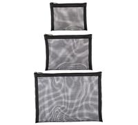 RUNROTOO Mesh Makeup Pouch Set with Tear-Resistant Material 3pcs Large Capacity Nylon Cosmetic Bags and Smooth Zipper Closure for Personal Home Use and Travel