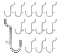 RUNROTOO Metal Pegboard Hooks Stainless Steel 20Pcs 4Mm Thick J-Shaped Hooks for Wall Mount Peg Board and Craft Storage Solutions Silver 5X3Cm
