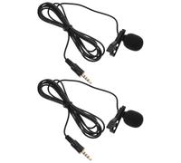 RUNROTOO Mini Clip-On Recording Microphone 2Pcs Black 4-Pole Jack with Denoise Amplifier for Laptop, Phone and Online Meetings