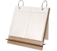 RUNROTOO Mini Desk Photo Frame Display Stand for Nail Art Stickers and Photos Easy to Carry Khaki Nail Salon Album with Wood Metal and Plastic Materials Opens a Desk Calendar