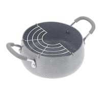 RUNROTOO Mini Stainless Steel Frying Pot with Double Handles and Oil Drip Drainer Rack, Safe Handling and Oil Draining for Family Picnic and Home Use