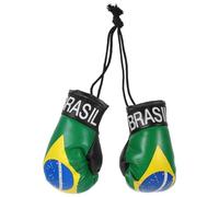 RUNROTOO Miniature Boxing Gloves Keychain Practical and Versatile 1 Pair with Brazil Flag Pattern, Pvc and Cotton Material Car Rearview Mirror Decorations for Boxing Parties