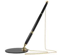 RUNROTOO Multi-function Desk Fixed Pen with Chain for Office and Bank Use, Stainless Steel Body, Convenient Refill Replacement, Quick-dry Ink, for Business and Reception Counters