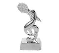 RUNROTOO Music Award Microphone Trophy Featuring Musical Notes for Singing Contests and Karaoke Party Favors with Silver Detailing