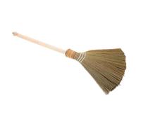 RUNROTOO Natural Corn Whisk Broom with Handmade Wooden Handle, Vietnamese Style Soft Bristle Brush for Sweeping Courtyard, Garage, and Indoor Floors