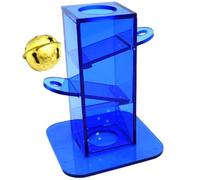 RUNROTOO Parrot Training Foraging Tower with Bell Blue Interactive Bird Intelligence Developer Puzzle for African Grey Macaw and Parakeet Enrichment