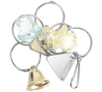 RUNROTOO Parrot with Reflective Acrylic Mirror and Bell for Mental Stimulation, Assorted Colour Hanging Bird Cage Accessory for Interactive Play and Entertainment Random Color