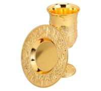 RUNROTOO Passover Kiddush Cup Set with Saucer for Home Judaica