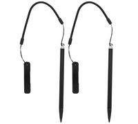RUNROTOO Pen Stylus Resistive 2pcs with Aluminum and Copper Build for Industrial Devices with Anti-loss Lanyard and Clip Suitable for Industrial Applications Black