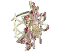RUNROTOO Pink Rhinestone Claw Clip for Women with Metal Material, Shiny Finish, No Hurt to Skin, Mini Hair Claw Clip Suitable for Half up Hairstyles