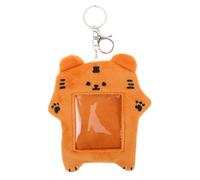 RUNROTOO Plush Badge Holder Photocard Holders Card Display Storage Case Cute Cartoon Tiger Style Lightweight Good Protection Orange for Students on The Go