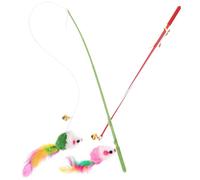 RUNROTOO Plush Cat Teasing Stick for Keeping Entertained and Active Random Color 2pcs with Elastic String Interactive Cat Soft Plush Material for Indoor Play for Pets
