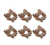 RUNROTOO Ponytail Holders 6pcs Leopard Pattern with Animal Ears Design Hair Ties Gentle on Hair Comfortable Touching Cloth Material for Women Everyday Use