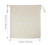 RUNROTOO Portable Hair Dryer Drawstring Bag 33x30cm Canvas Storage Pouch Dustproof Light Grey with English Embroidery, Travel Hair Dryer Carrying Case for Hotel and Home Use