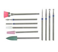 RUNROTOO Professional Nail Drill Bits Set with 10 Metal Carbide Diamond Cuticle Drill Bits for Nail Polishing and Trim Cuticle Random Color