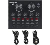 RUNROTOO Professional Sound Card for Live Streaming and Singing with High Bass Adjustment and Sound Effects for Podcasting and Karaoke