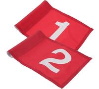 RUNROTOO Putting Area Flags 2pcs Red Polyester for Golf Practice