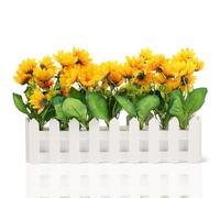 RUNROTOO Realistic Artificial Potted Sunflower Silk Flower Decoration for Home and Kitchen, Easy to Care for Decorative White Fake Potted Flower for Corner Layout and Indoor Décor