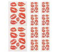 RUNROTOO Red Lips in Pvc Material Temporary Tattoo Stickers 10pcs Waterproof Fake Lip Tattoos with Unique Design for Face and Body for Daily Makeup Looks and Performances