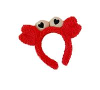 RUNROTOO Red Plush Crab Headband Big Eye Crab Shape Lightweight Eye-catching Hair Hoop Unique Design Creative Party Photo Props Hair Accessory for People of Different Ages