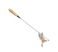 RUNROTOO Replaceable Cat Teaser Wand for Pet Cats and Kittens with Wear-resistant Stainless Steel Spring Head, Interactive Protecting Fingers from Claws, for Indoor Play and Exercise