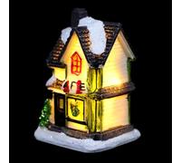 RUNROTOO Resin Christmas House Shaped Decor with Lighting and Sturdy Design, Mini Xmas Desktop Ornament to Add a Cozy Atmosphere in Your Background Prop