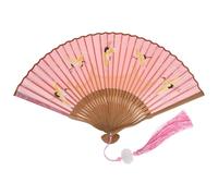 RUNROTOO Retro Folding Fan Silk Handheld Bamboo Fan with Smooth Surface and Not Easy to Crack Features for Costume Collocation and Wall Decoration Unique Chinese Style Random Color