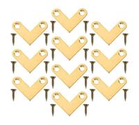 RUNROTOO Right Angle Corner Brackets L Shape Flat Bracket 10pcs Copper with Easy Installation for Picture Frames and Mirror for Picture Framing Projects and Furniture Connections