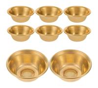 RUNROTOO Ritual Copper Bowls 8Pcs 2-Inch Brass Holy Water Offering Cups for Buddhist Meditation and Temple Decoration