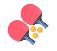 RUNROTOO Short Handle Table Tennis Racket Set Includes 3 Pong 2 Pcs with Poplar and Rubber for Improved Speed and Control for Sports Training and Intermediate Male Players