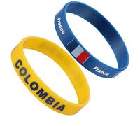 RUNROTOO Silicone Country Wristbands Customised Sports Wristbands Yellow 6 Pcs Comfortable for Wearing, for Soccer Party Decorations and International Matches